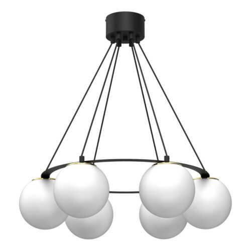 Csillár zsinóron BALLO 6xE27/15W/230V fekete/fehér