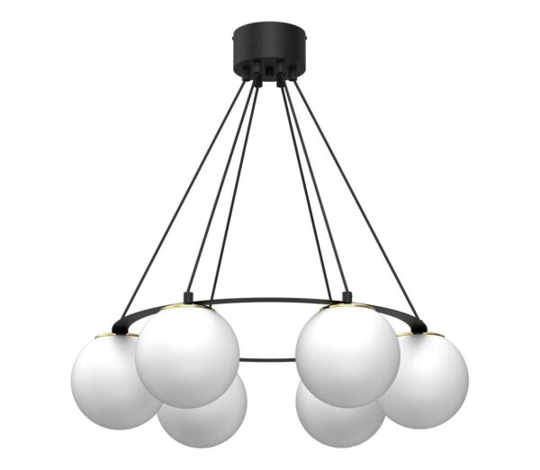 Csillár zsinóron BALLO 6xE27/15W/230V fekete/fehér