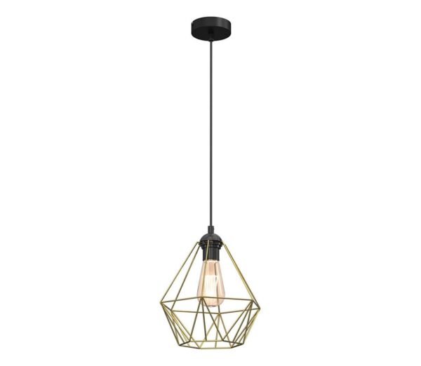Csillár zsinóron BASKET 1xE27/60W/230V átm. 25 cm arany