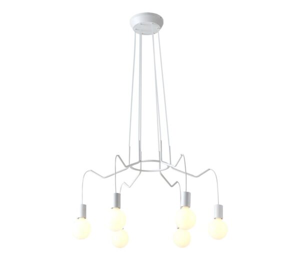 Csillár zsinóron BASSO 6xE27/40W/230V fehér