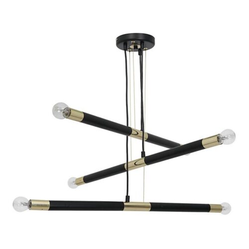 Csillár zsinóron BASTONE 6xE14/40W/230V fekete/arany