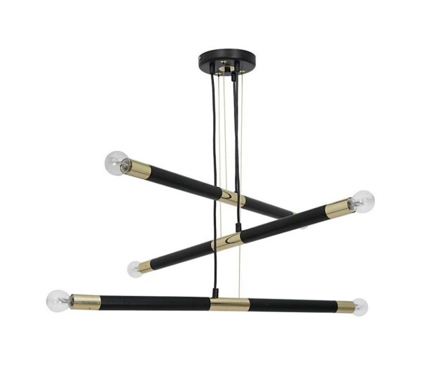 Csillár zsinóron BASTONE 6xE14/40W/230V fekete/arany
