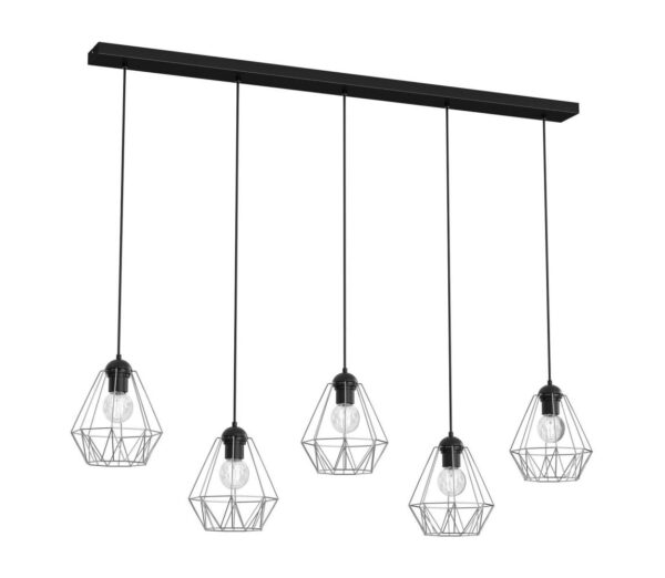 Csillár zsinóron BERGEN 5xE27/60W/230V fekete/fényes króm