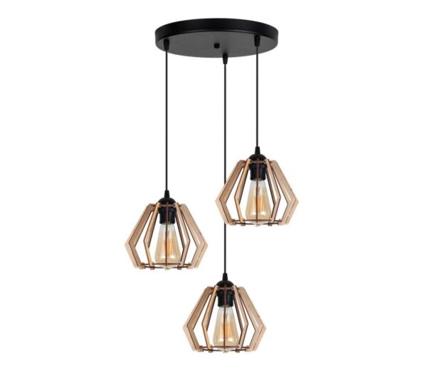 Csillár zsinóron BERGO 3xE27/60W/230V fekete