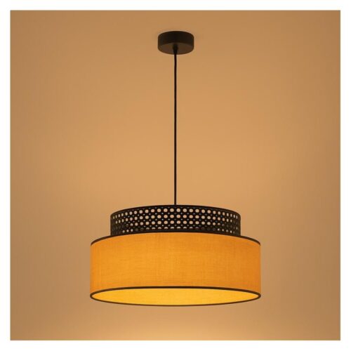 Csillár zsinóron BOHO 1xE27/60W/230V fekete/rattan