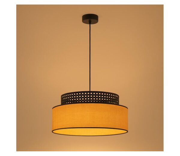 Csillár zsinóron BOHO 1xE27/60W/230V fekete/rattan