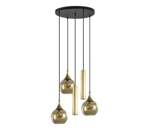 Keter Lighting Csillár zsinóron CALYPSO 2xGU10/60W/230V + 3xE27/60W fekete/arany