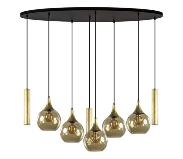 Keter Lighting Csillár zsinóron CALYPSO 3xGU10/60W/230V + 5xE27/60W fekete/arany