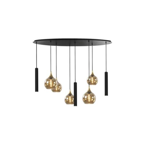 Keter Lighting Csillár zsinóron CALYPSO 3xGU10/60W/230V + 5xE27/60W fekete/arany