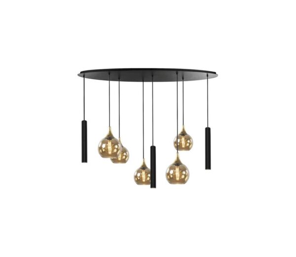Keter Lighting Csillár zsinóron CALYPSO 3xGU10/60W/230V + 5xE27/60W fekete/arany