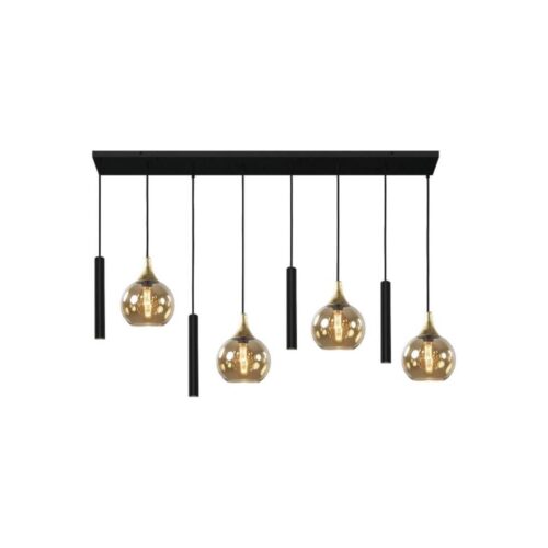 Keter Lighting Csillár zsinóron CALYPSO 4xGU10/60W/230V + 4xE27/60W fekete/arany