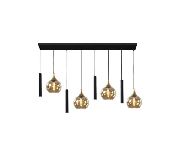 Keter Lighting Csillár zsinóron CALYPSO 4xGU10/60W/230V + 4xE27/60W fekete/arany