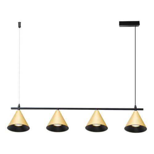 Csillár zsinóron CONE 4xGU10/10W/230V arany/fekete