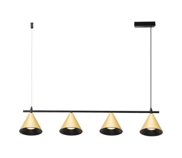 Csillár zsinóron CONE 4xGU10/10W/230V arany/fekete