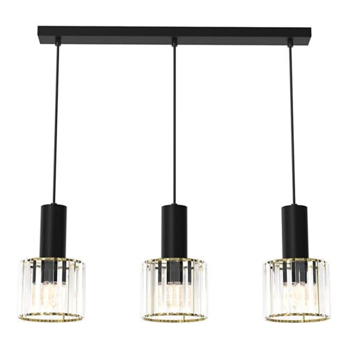 Csillár zsinóron CRISTAL 3xE27/60W/230V fekete