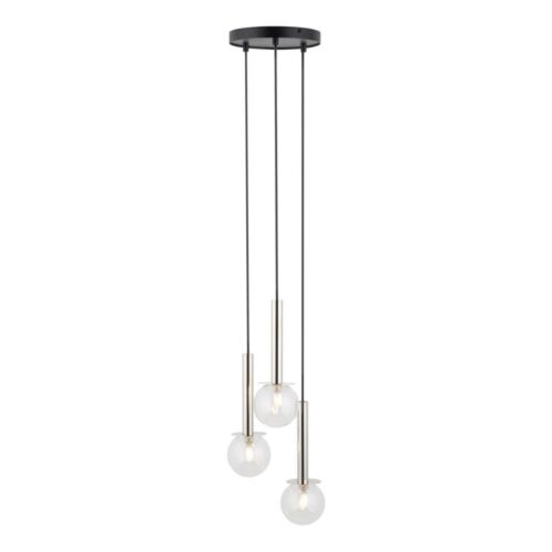 Csillár zsinóron DAISY 3xG9/12W/230V átm. 27 cm fényezett króm/fekete/átlátszó