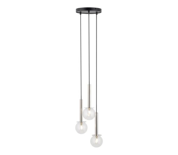 Csillár zsinóron DAISY 3xG9/12W/230V átm. 27 cm fényezett króm/fekete/átlátszó
