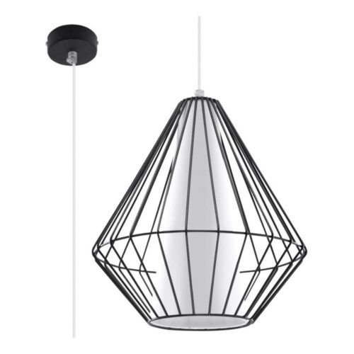 Csillár zsinóron DEMI 1xE27/60W/230V fekete/fehér