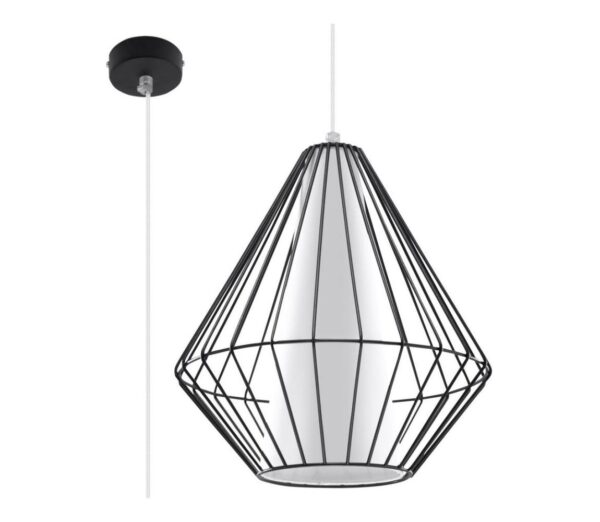 Csillár zsinóron DEMI 1xE27/60W/230V fekete/fehér