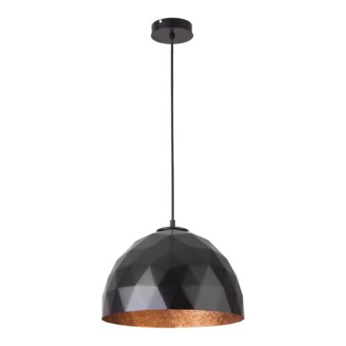 Csillár zsinóron DIAMENT 1xE27/60W/230V á. 35 cm fekete/réz