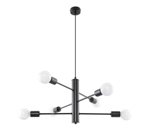 Csillár zsinóron DUOMO 6 6xE27/60W/230V fekete