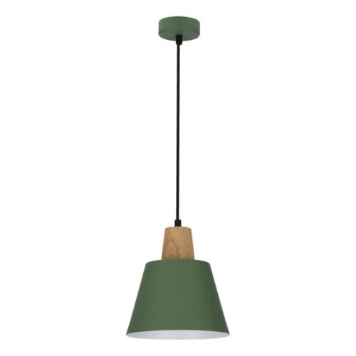Csillár zsinóron FARO 1xE27/40W/230V zöld/bükkfa