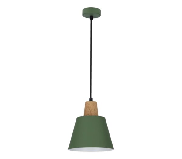 Csillár zsinóron FARO 1xE27/40W/230V zöld/bükkfa