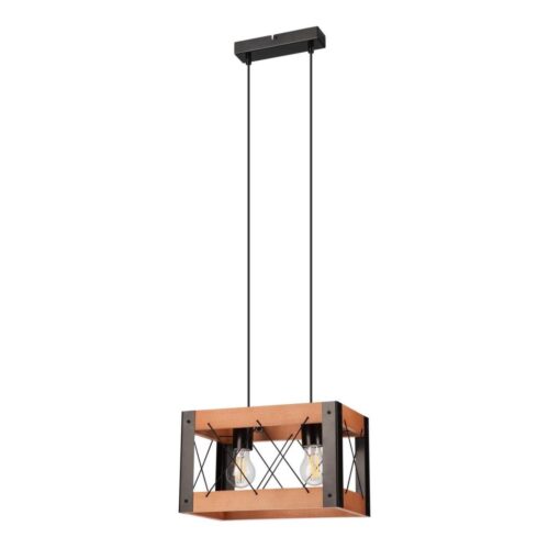 Csillár zsinóron FRIDA 2xE27/60W/230V fekete/barna bükk