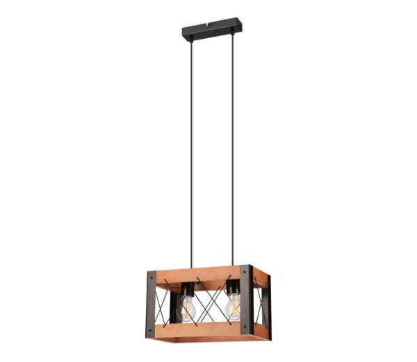 Csillár zsinóron FRIDA 2xE27/60W/230V fekete/barna bükk