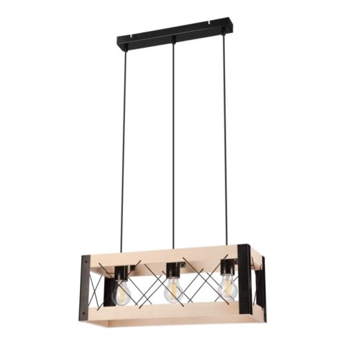 Csillár zsinóron FRIDA 3xE27/60W/230V fekete/bézs bükk