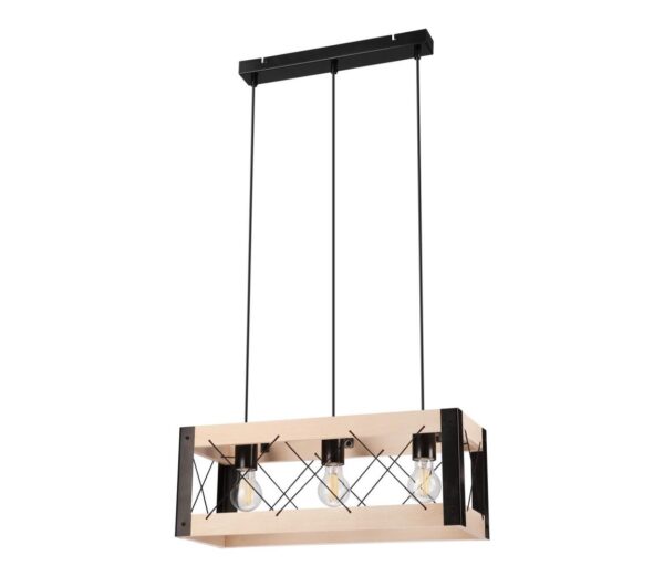 Csillár zsinóron FRIDA 3xE27/60W/230V fekete/bézs bükk