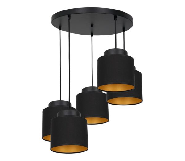 Csillár zsinóron FRODI 5xE27/60W/230V fekete kerek