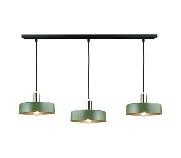 Keter Lighting Csillár zsinóron HAKI 3xE27/60W/230V zöld/fekete/fényezett króm