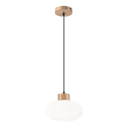 Csillár zsinóron HARMONY 1xE27/15W/230V átm. 25 cm fehér/tölgy