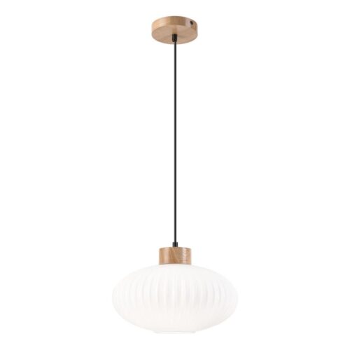 Csillár zsinóron HARMONY 1xE27/15W/230V átm. 30 cm fehér/tölgy