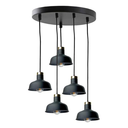 Keter Lighting Csillár zsinóron HEBE 5xE27/60W/230V fekete