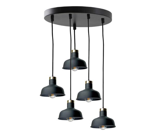 Keter Lighting Csillár zsinóron HEBE 5xE27/60W/230V fekete