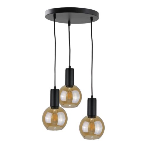 Keter Lighting Csillár zsinóron JANTAR BLACK 3xE27/60W/230V á. 30 cm