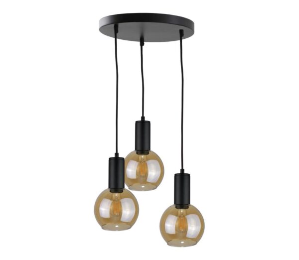 Keter Lighting Csillár zsinóron JANTAR BLACK 3xE27/60W/230V á. 30 cm