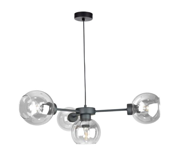 Keter Lighting Csillár zsinóron KALIOPE 4xE27/60W/230V fekete/átlátszó