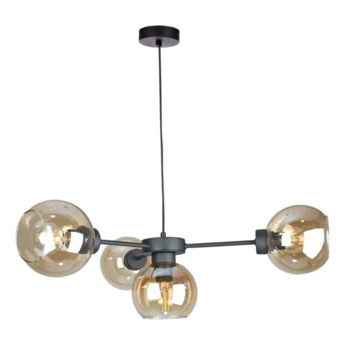 Keter Lighting Csillár zsinóron KALIOPE 4xE27/60W/230V fekete/füstös bézs