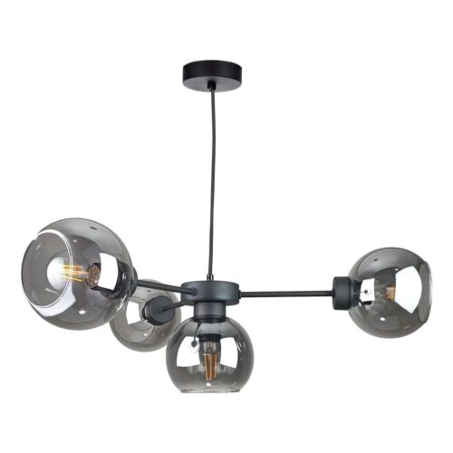 Keter Lighting Csillár zsinóron KALIOPE 4xE27/60W/230V fekete/füstös fekete