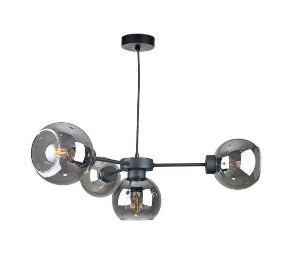Keter Lighting Csillár zsinóron KALIOPE 4xE27/60W/230V fekete/füstös fekete