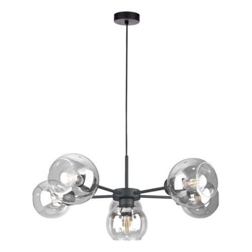 Keter Lighting Csillár zsinóron KALIOPE 6xE27/60W/230V fekete/átlátszó