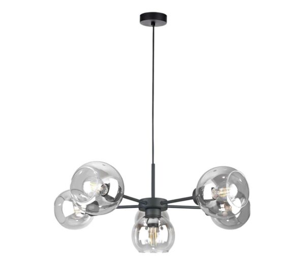 Keter Lighting Csillár zsinóron KALIOPE 6xE27/60W/230V fekete/átlátszó
