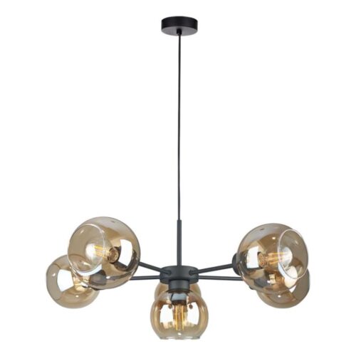 Keter Lighting Csillár zsinóron KALIOPE 6xE27/60W/230V fekete/füstös bézs