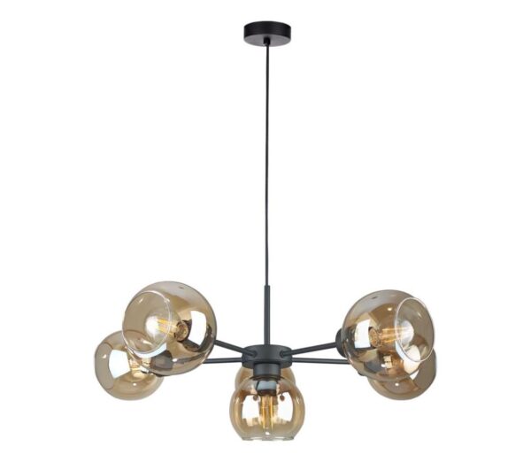 Keter Lighting Csillár zsinóron KALIOPE 6xE27/60W/230V fekete/füstös bézs