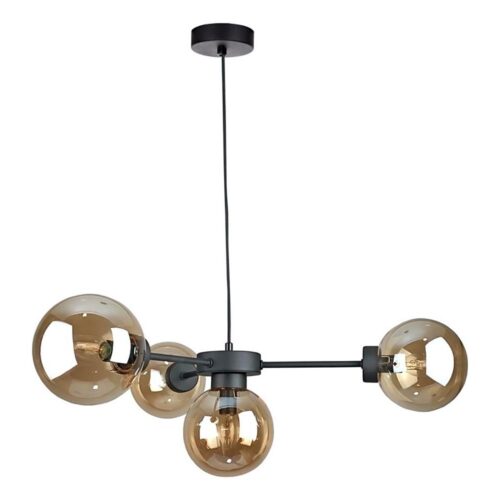 Keter Lighting Csillár zsinóron KALIOPE II 4xE14/50W/230V fekete/füstös bézs