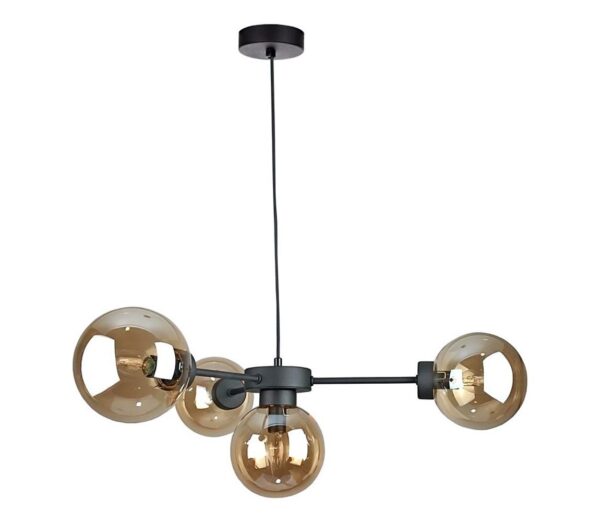 Keter Lighting Csillár zsinóron KALIOPE II 4xE14/50W/230V fekete/füstös bézs