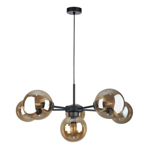Keter Lighting Csillár zsinóron KALIOPE II 6xE14/50W/230V fekete/füstös bézs